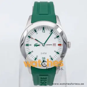 Lacoste Men’s Quartz Green Silicone Strap White Dial 42mm Watch 2010626 UAE DUBAI AJMAN SHARJAH ABU DHABI RAS AL KHAIMA UMM UL QUWAIN ALAIN FUJAIRAH