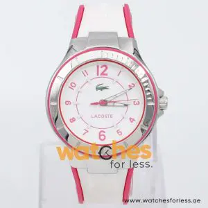 Lacoste Kids Quartz Pink & White Silicone Strap White Dial 40mm Watch 2010523 UAE DUBAI AJMAN SHARJAH ABU DHABI RAS AL KHAIMA UMM UL QUWAIN ALAIN FUJAIRAH