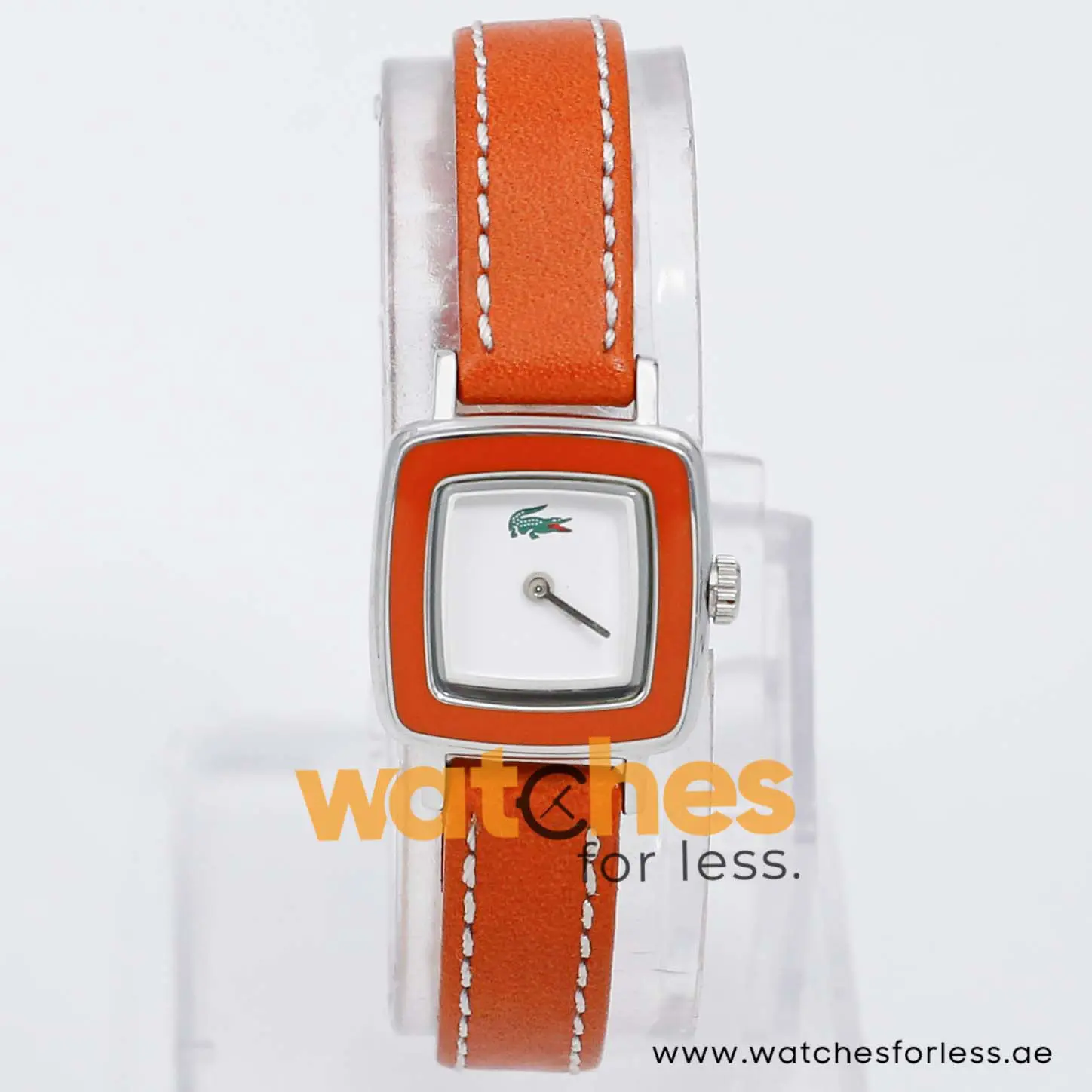Lacoste Women’s Quartz Orange Leather Strap White Dial 21mm Watch 2000346 UAE DUBAI AJMAN SHARJAH ABU DHABI RAS AL KHAIMA UMM UL QUWAIN ALAIN FUJAIRAH