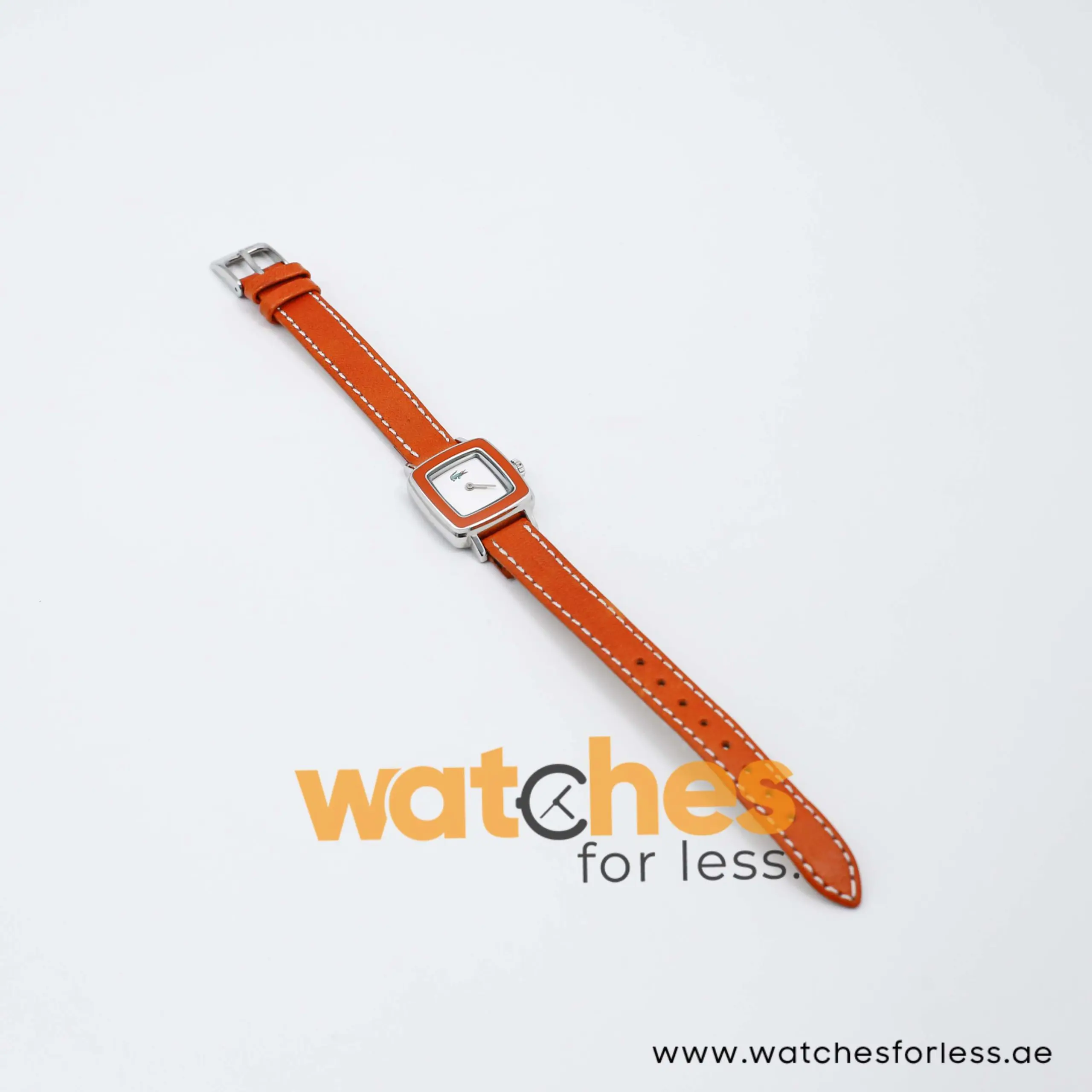 Lacoste Women’s Quartz Orange Leather Strap White Dial 21mm Watch 2000346 UAE DUBAI AJMAN SHARJAH ABU DHABI RAS AL KHAIMA UMM UL QUWAIN ALAIN FUJAIRAH