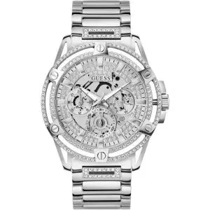 Guess Men’s Quartz Silver Stainless Steel Silver Dial 48mm Watch GW0497G1 UAE DUBAI AJMAN SHARJAH ABU DHABI RAS AL KHAIMA UMM UL QUWAIN ALAIN FUJAIRAH
