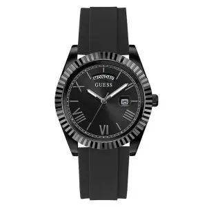 Guess Men’s Quartz Black Silicone Strap Silver Dial 46mm Watch GW0641G1 UAE DUBAI AJMAN SHARJAH ABU DHABI RAS AL KHAIMA UMM UL QUWAIN ALAIN FUJAIRAH