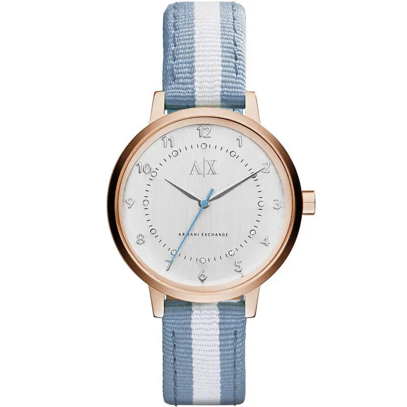 Armani Exchange Women’s Quartz Two Tone Nylon Strap Silver Dial 39mm Watch AX5366 UAE DUBAI AJMAN SHARJAH ABU DHABI RAS AL KHAIMA UMM UL QUWAIN ALAIN FUJAIRAH