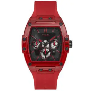 Guess Men’s Quartz Red Silicone Strap Black Dial 42mm Watch GW0203G5 UAE DUBAI AJMAN SHARJAH ABU DHABI RAS AL KHAIMA UMM UL QUWAIN ALAIN FUJAIRAH