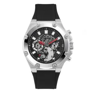 Guess Men’s Quartz Black Silicone Strap Black Dial 46mm Watch GW0334G1 UAE DUBAI AJMAN SHARJAH ABU DHABI RAS AL KHAIMA UMM UL QUWAIN ALAIN FUJAIRAH