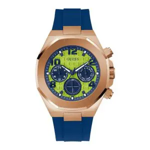 Guess Men’s Quartz Blue Silicone Strap Lime Green Dial 46mm Watch GW0583G3 UAE DUBAI AJMAN SHARJAH ABU DHABI RAS AL KHAIMA UMM UL QUWAIN ALAIN FUJAIRAH