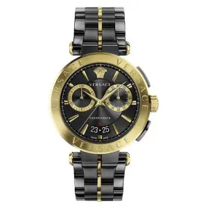 Versace Men’s Quartz Swiss Made Two-tone Stainless Steel Black Dial 45mm Watch VE1D01620 UAE DUBAI AJMAN SHARJAH ABU DHABI RAS AL KHAIMA UMM UL QUWAIN ALAIN FUJAIRAH