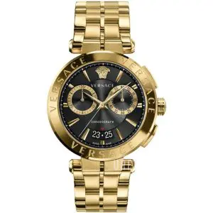 Versace Men’s Quartz Swiss Made Gold Stainless Steel Black Dial 45mm Watch VE1D01721 UAE DUBAI AJMAN SHARJAH ABU DHABI RAS AL KHAIMA UMM UL QUWAIN ALAIN FUJAIRAH