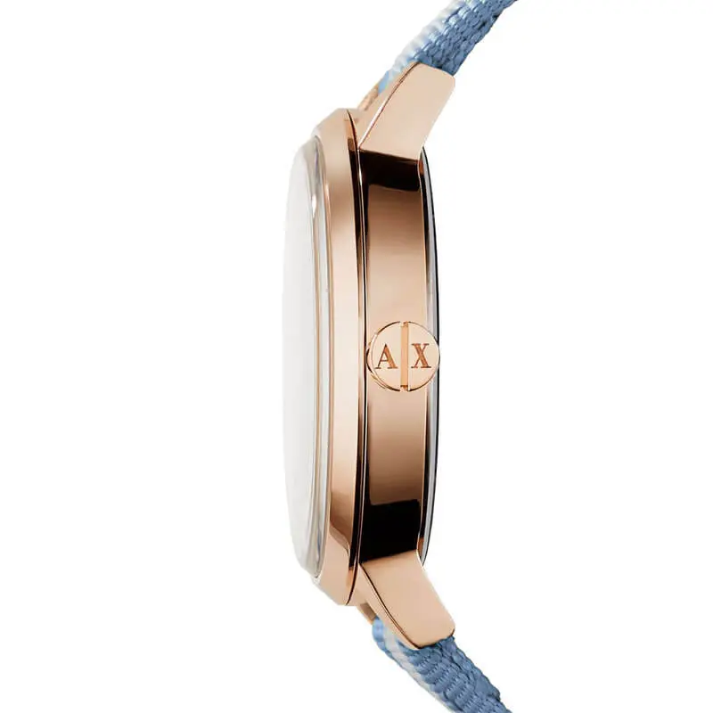 Armani Exchange Women’s Quartz Two Tone Nylon Strap Silver Dial 39mm Watch AX5366 UAE DUBAI AJMAN SHARJAH ABU DHABI RAS AL KHAIMA UMM UL QUWAIN ALAIN FUJAIRAH