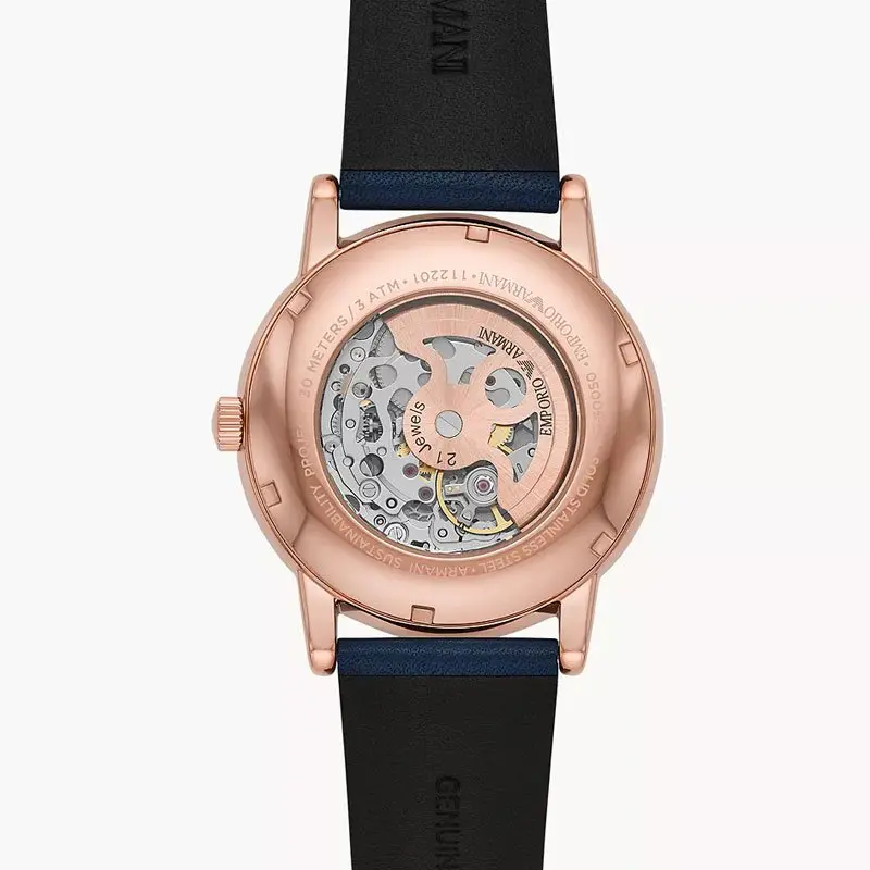 Emporio Armani Men’s Automatic Blue Leather Strap Blue Dial 43mm Watch AR60050 UAE DUBAI AJMAN SHARJAH ABU DHABI RAS AL KHAIMA UMM UL QUWAIN ALAIN FUJAIRAH
