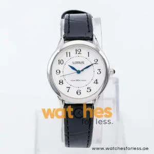 Lorus by Seiko Women’s Quartz Black Leather Strap White Dial 30mm Watch RG253JX9