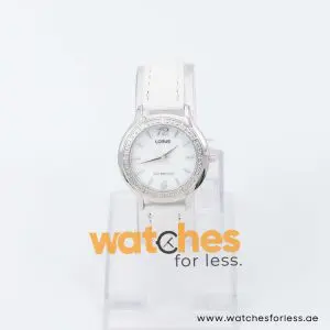 Lorus by Seiko Women’s Quartz White Leather Strap Mother Of Pearl Dial 31mm Watch RRS627UX9