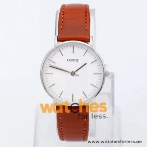 Lorus by Seiko Women’s Quartz Brown Leather Strap White Dial 32mm Watch RH887BX9