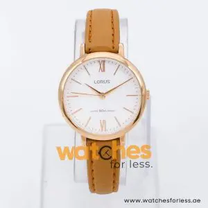 Lorus by Seiko Women’s Quartz Camel Brown Leather Strap Silver Dial 32mm Watch RG264LX6