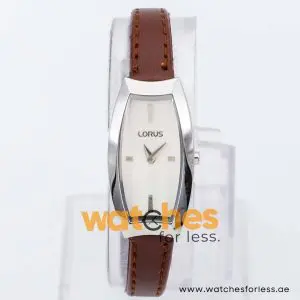 Lorus by Seiko Women’s Quartz Dark Brown Leather Strap Silver Sunray Dial 20mm Watch RRW19CX9