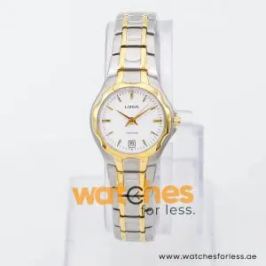 Lorus by Seiko Women’s Quartz Two-Tone Stainless Steel White Dial 25mm Watch VX82X468