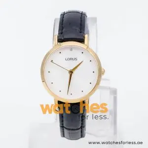 Lorus by Seiko Women’s Quartz Black Leather Strap Silver Dial 28mm Watch RG252MX8