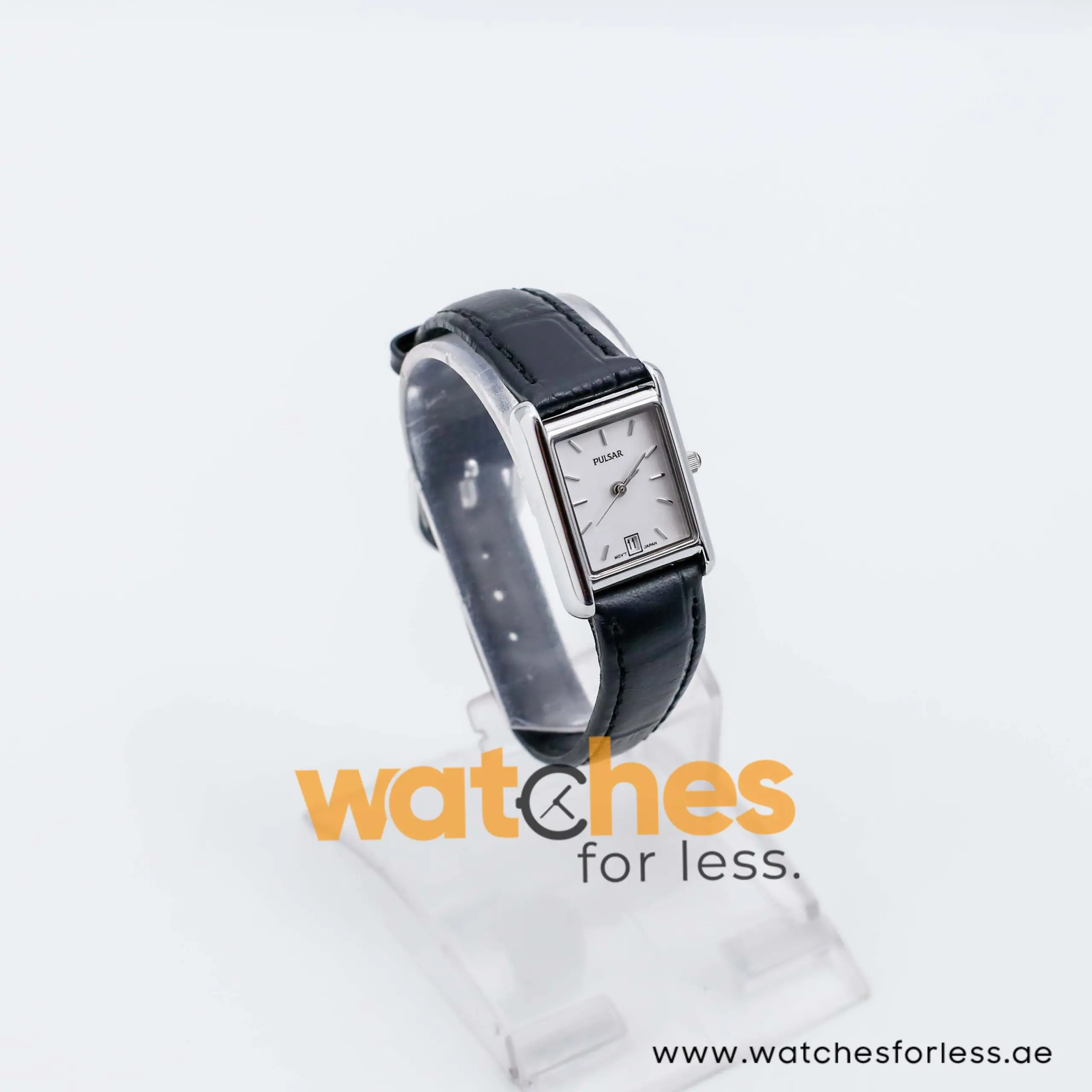Pulsar by Seiko Women’s Quartz Black Leather Strap Silver Sunray Dial 20mm Watch PH7483X1