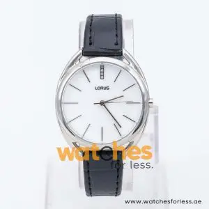 Lorus by Seiko Women’s Quartz Black Leather Strap Mother Of Pearl Dial 33mm Watch RG211KX9