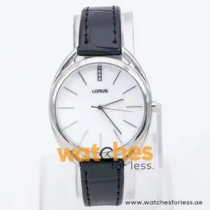 Lorus by Seiko Women’s Quartz Black Leather Strap Mother Of Pearl Dial 33mm Watch RG211KX9