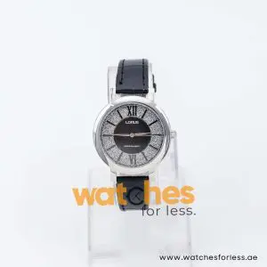 Lorus by Seiko Women’s Quartz Black Leather Strap Black Dial 34mm Watch RG213JX9