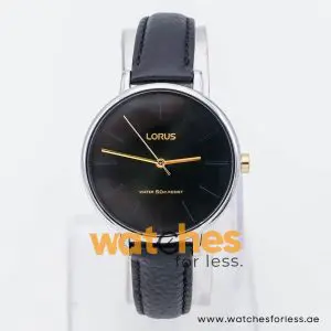 Lorus by Seiko Women’s Quartz Black Leather Strap Black Dial 36mm Watch RG215NX9