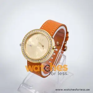 Elle Women’s Quartz Orange Leather Strap Gold Dial 41mm Dual Time Watch EL20038S56N UAE DUBAI AJMAN SHARJAH ABU DHABI RAS AL KHAIMA UMM UL QUWAIN ALAIN FUJAIRAH