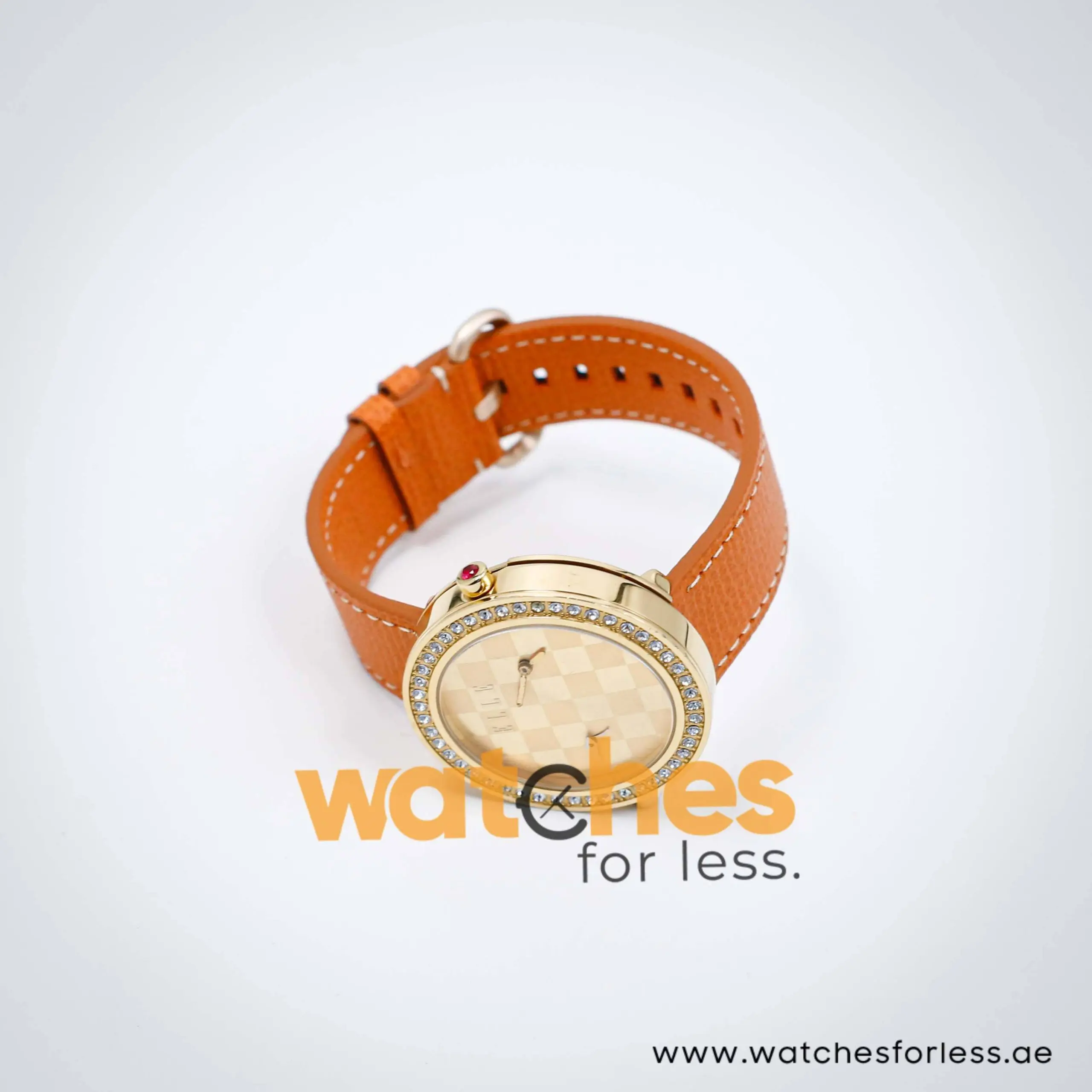 Elle Women’s Quartz Orange Leather Strap Gold Dial 41mm Dual Time Watch EL20038S56N UAE DUBAI AJMAN SHARJAH ABU DHABI RAS AL KHAIMA UMM UL QUWAIN ALAIN FUJAIRAH