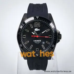Lacoste Men’s Quartz Black Silicone Strap Black Dial 43mm Watch 2010662