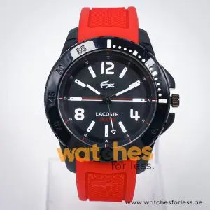 Lacoste Men’s Quartz Red Silicone Strap Black Dial 46mm Watch 2010737 UAE DUBAI AJMAN SHARJAH ABU DHABI RAS AL KHAIMA UMM UL QUWAIN ALAIN FUJAIRAH