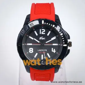 Lacoste Men’s Quartz Red Silicone Strap Black Dial 46mm Watch 2010737 UAE DUBAI AJMAN SHARJAH ABU DHABI RAS AL KHAIMA UMM UL QUWAIN ALAIN FUJAIRAH