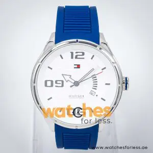 Tommy Hilfiger Men’s Quartz Blue Silicone Strap White Dial 46mm Watch 1790802 UAE DUBAI AJMAN SHARJAH ABU DHABI RAS AL KHAIMA UMM UL QUWAIN ALAIN FUJAIRAH