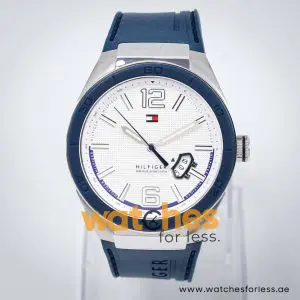 Tommy Hilfiger Men’s Quartz Blue Silicone Strap White Dial 43mm Watch 1790727 UAE DUBAI AJMAN SHARJAH ABU DHABI RAS AL KHAIMA UMM UL QUWAIN ALAIN FUJAIRAH