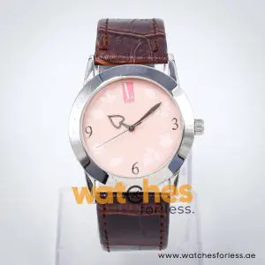 Elle Women’s Quartz Dark Brown Leather Strap Light Pink Dial 37mm Watch EL0009 UAE DUBAI AJMAN SHARJAH ABU DHABI RAS AL KHAIMA UMM UL QUWAIN ALAIN FUJAIRAH