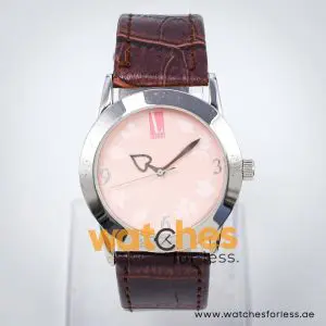 Elle Women’s Quartz Dark Brown Leather Strap Light Pink Dial 37mm Watch EL0009 UAE DUBAI AJMAN SHARJAH ABU DHABI RAS AL KHAIMA UMM UL QUWAIN ALAIN FUJAIRAH