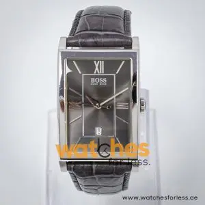 Hugo Boss Men’s Quartz Grey Leather Strap Grey Dial 30mm Watch 1512386 UAE DUBAI AJMAN SHARJAH ABU DHABI RAS AL KHAIMA UMM UL QUWAIN ALAIN FUJAIRAH