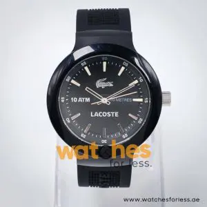 Lacoste Men’s Quartz Black Silicone Strap Black Dial 44mm Watch 2010685/1