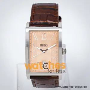 Hugo Boss Men’s Quartz Brown Leather Strap Peach Dial 30mm Watch 1512163
