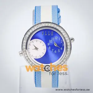 Elle Women’s Quartz Two Tone Nylon Strap Blue Dial 41mm Dual Time Watch EL20038S57N UAE DUBAI AJMAN SHARJAH ABU DHABI RAS AL KHAIMA UMM UL QUWAIN ALAIN FUJAIRAH