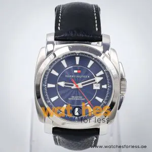 Tommy Hilfiger Men’s Quartz Black Leather Strap Blue Dial 40mm Watch 1790544