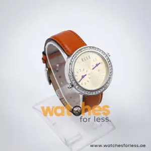 Elle Women’s Quartz Brown Leather Strap Gold Dial 41mm Dual Time Watch EL20038S47N UAE DUBAI AJMAN SHARJAH ABU DHABI RAS AL KHAIMA UMM UL QUWAIN ALAIN FUJAIRAH