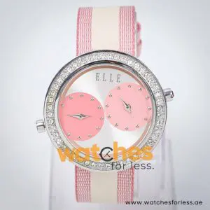 Elle Women’s Quartz Two Tone Nylon Strap Silver Dial 41mm Dual Time Watch EL20038S35N UAE DUBAI AJMAN SHARJAH ABU DHABI RAS AL KHAIMA UMM UL QUWAIN ALAIN FUJAIRAH