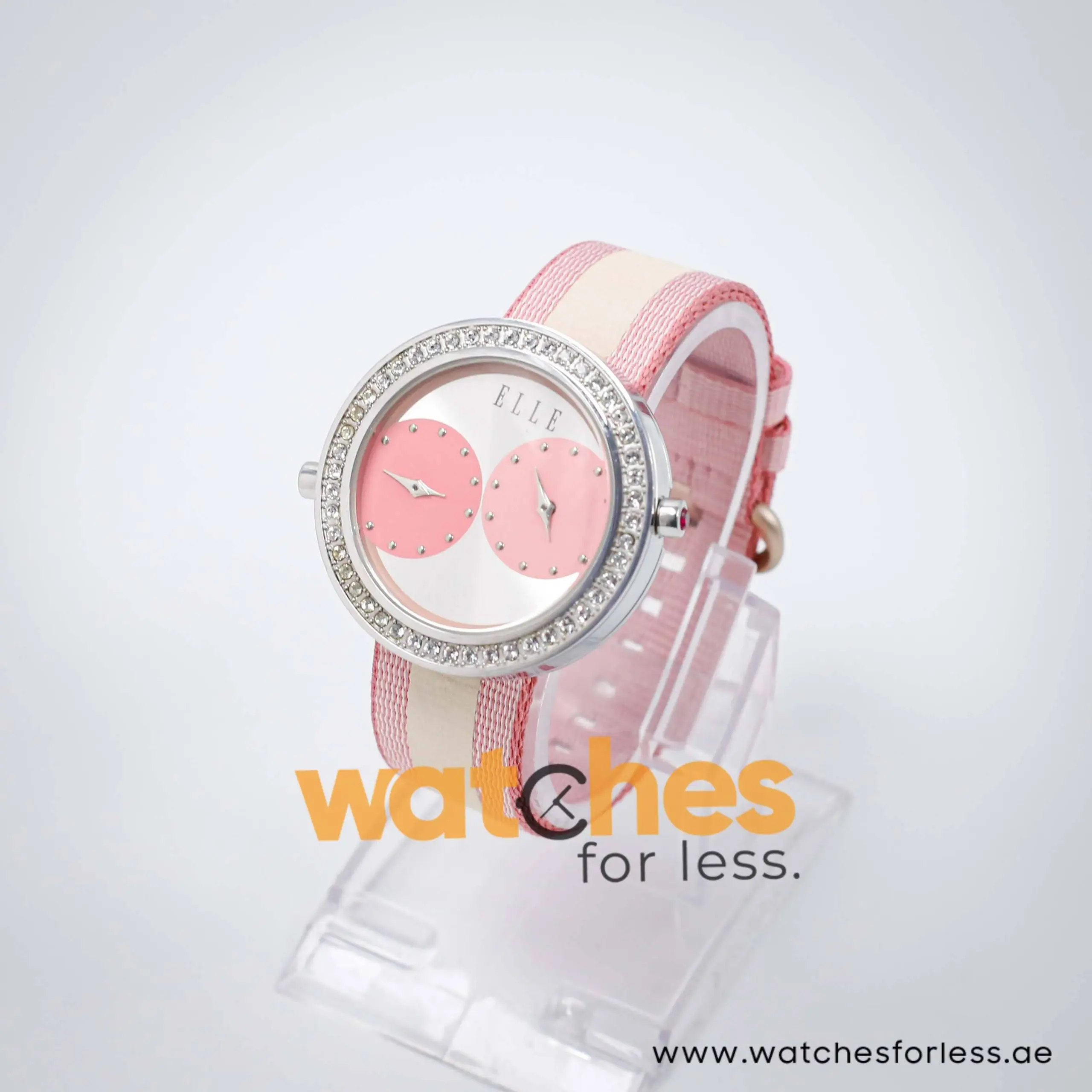 Elle Women’s Quartz Two Tone Nylon Strap Silver Dial 41mm Dual Time Watch EL20038S35N UAE DUBAI AJMAN SHARJAH ABU DHABI RAS AL KHAIMA UMM UL QUWAIN ALAIN FUJAIRAH