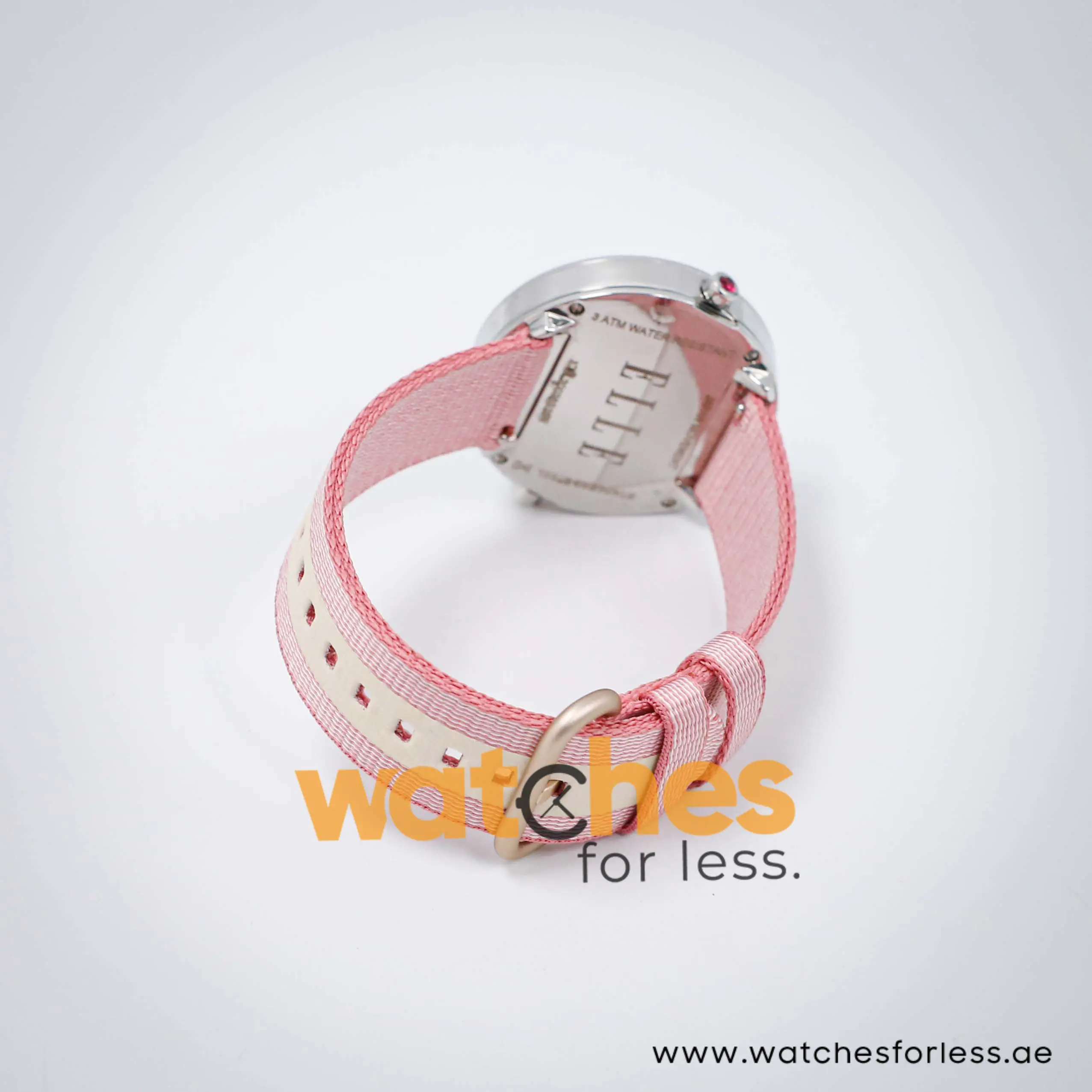 Elle Women’s Quartz Two Tone Nylon Strap Silver Dial 41mm Dual Time Watch EL20038S35N UAE DUBAI AJMAN SHARJAH ABU DHABI RAS AL KHAIMA UMM UL QUWAIN ALAIN FUJAIRAH
