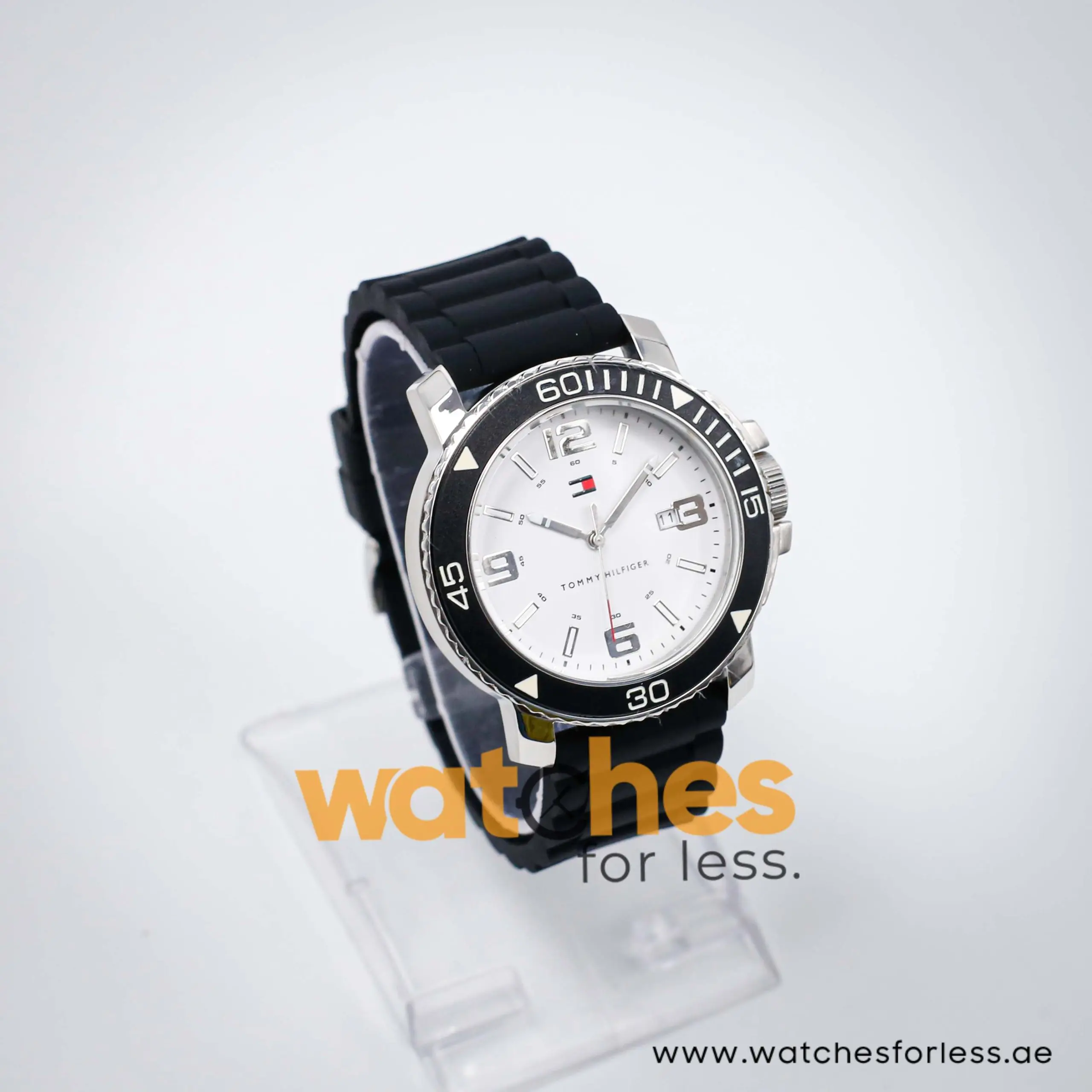 Tommy Hilfiger Men’s Quartz Black Silicone Strap White Dial 43mm Watch 1790821 UAE DUBAI AJMAN SHARJAH ABU DHABI RAS AL KHAIMA UMM UL QUWAIN ALAIN FUJAIRAH