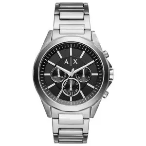 Armani Exchange Men’s Quartz Silver Stainless Steel Black Dial 44mm Watch AX2600