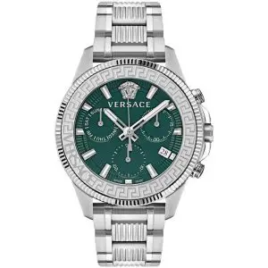 Versace Men’s Quartz Swiss Made Silver Stainless Steel Green Dial 45mm Watch VE3J00422