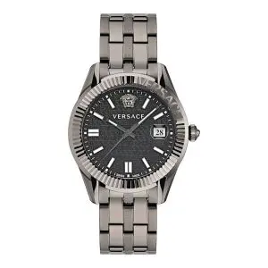 Versace Men’s Quartz Swiss Made Grey Stainless Steel Black Dial 41mm Watch VE3K00622