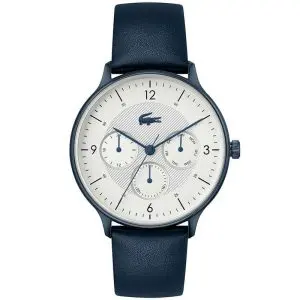 Lacoste Men’s Quartz Blue Leather Strap White Dial 42mm Watch 2011140
