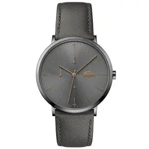 Lacoste Men’s Quartz Grey Leather Strap Grey Dial 40mm Watch 2011059